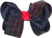 Medium St Aloysius (Baton Rouge) Plaid with Navy Ribbon and Red Knot Double Layer Overlay Bow